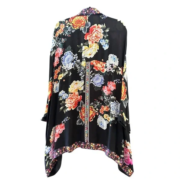 Johnny Was Gorgeous Black Floral Kimono - Picture 4 of 10